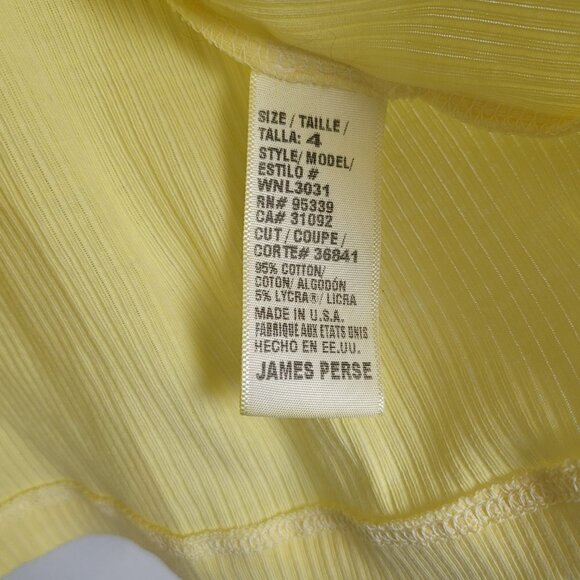 James Perse Size 4 Ribbed Tank Top Cami Cotton Lycra Yellow NWT - Picture 8 of 12